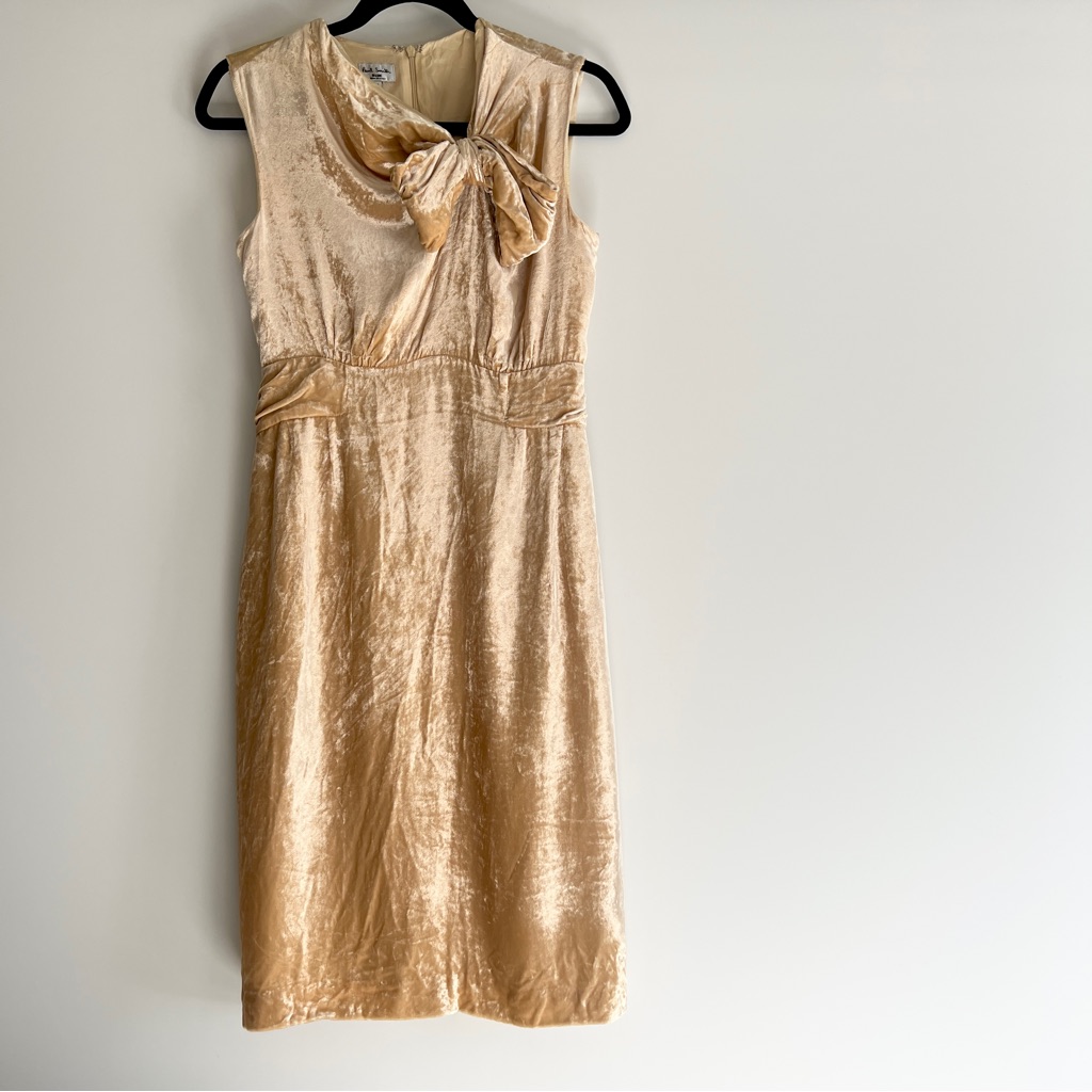 Paul Smith Golden Yellow Midi Dress With Bow Detail Size Eu 42